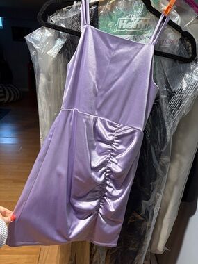 Zunie Lilac Satin Ruched Girls' Formal Dress